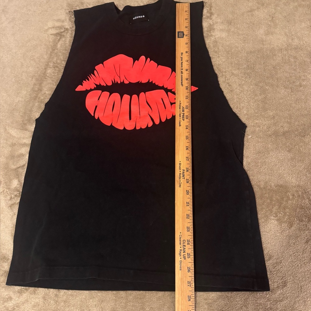 HOUNDS LIPS SLEEVELESS BLACK PINK GRAPHIC Y2K MEN LARGE TEE SHIRT RARE - Picture 5 of 6